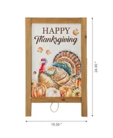 Glitzhome Thanksgiving Turkey Easel Porch Sign, 24"