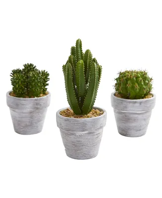 8" Cactus Artificial Plant, Set of 3