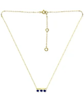 Giani Bernini Lab-Grown Imitation Blue Sapphire Trio Pendant Necklace, 16" + 2" extender (Also Green Quartz & Ruby), Created for Macy's