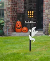 Glitzhome 42" Lighted Halloween Wooden Haunted House Yard Stake