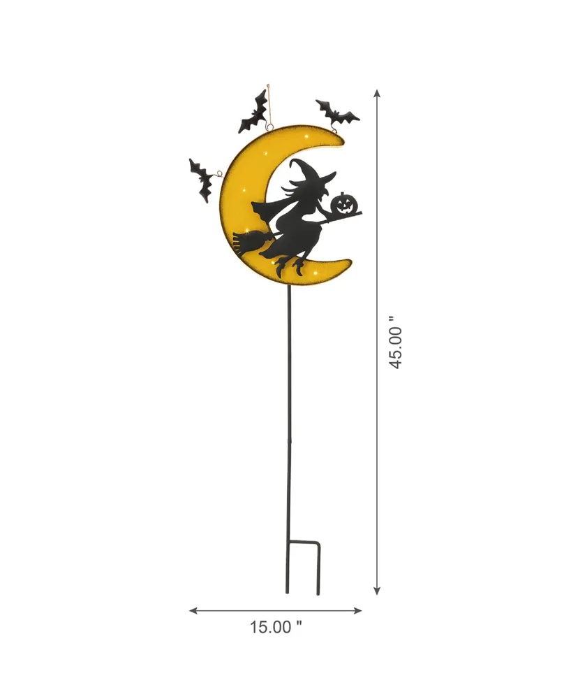 Glitzhome 45" H Lighted Halloween Metal Moon Yard Stake