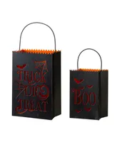 Glitzhome Halloween Metal Trick or Treat Bucket, Set of 2