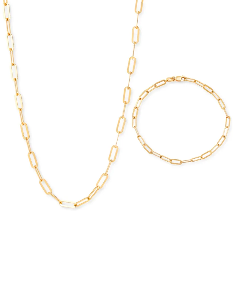 Giani Bernini 2-Pc. Set Paperclip Link Chain Necklace & Matching Bracelet, Created for Macy's