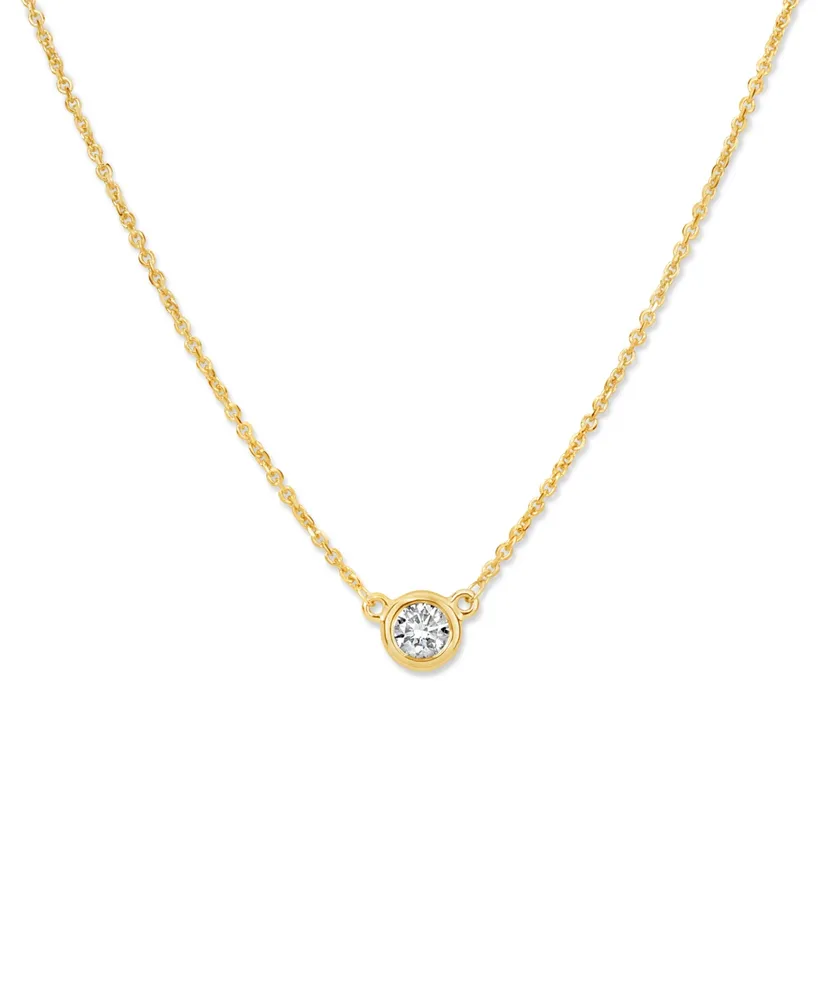 Diamond Bezel-Set Solitaire Pendant Necklace (1/4 ct. t.w.) in 14k Gold, 16" + 2" extender