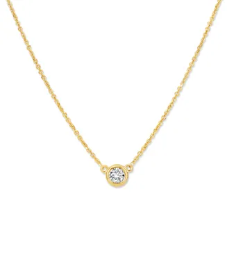 Diamond Bezel-Set Solitaire Pendant Necklace (1/4 ct. t.w.) in 14k Gold, 16" + 2" extender
