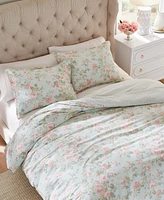 Laura Ashley Madelynn Cotton Revesible 3-Pc. Duvet Cover Set, Full/Queen