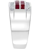 Effy Men's Ruby (1 ct. t.w.) & White Sapphire (1-1/4 ct. t.w.) Ring in Sterling Silver