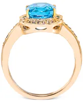 Swiss Blue Topaz (2-3/4 ct. t.w.) & Diamond (1/8 ct. t.w.) Ring in 18k Gold-Plated Sterling Silver