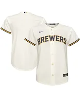 Big Boys and Girls Cream Milwaukee Brewers Home Replica Team Jersey