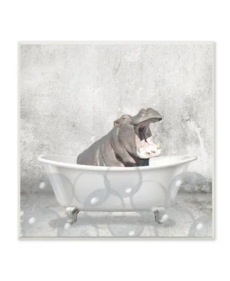 Stupell Industries Baby Hippo Bath Time Cute Animal Design Wall Plaque Art, 12" x 12" - Multi