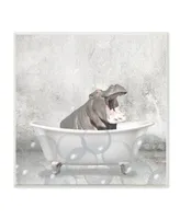 Stupell Industries Baby Hippo Bath Time Cute Animal Design Wall Plaque Art, 12" x 12"