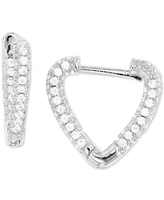 Cubic Zirconia Heart Hoop Earrings