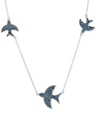 Lab-Grown Blue Spinel Dove 18" Station Necklace (2 ct. t.w.) in Sterling Silver