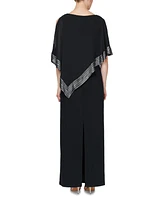 Sl Fashions Metallic-Trim Capelet Gown