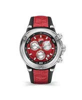 Ducati Corse Men's Partenza Chronograph Black and Red Silicone Strap Watch 49mm