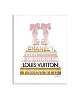 Stupell Industries Pink Gold-Tone Heels Bookstack Glam Fashion Design Wall Plaque Art, 10" x 15" - Multi