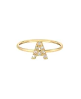 Diamond Initial 14K Yellow Gold Ring