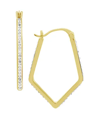 Essentials Clear Crystal Pave Geometric Hoop Earring, Gold Plate and Silver Plate - Gold