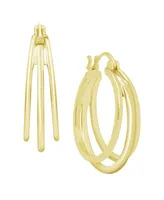 Triple Point Oval Click Top Hoop Earring in Silver Plate or Gold Plate