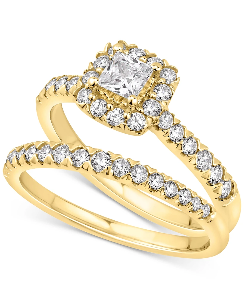 Diamond Princess Halo Bridal Set (1 ct. t.w.) 14k White or Yellow Gold