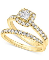 Diamond Princess Halo Bridal Set (1 ct. t.w.) 14k White or Yellow Gold