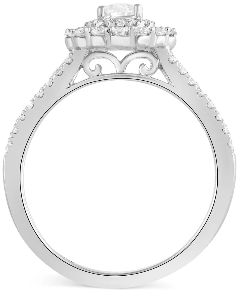 Diamond Pear Halo Ring (1 ct. t.w.) in 14k White Gold