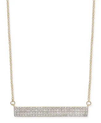Wrapped Diamond Pave Bar Pendant Necklace (1/4 ct. t.w.) 10k Gold, 16" + 2" extender, Created for Macy's