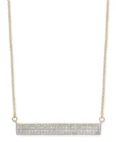 Wrapped Diamond Pave Bar Pendant Necklace (1/4 ct. t.w.) 10k Gold, 16" + 2" extender, Created for Macy's
