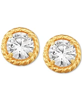 Cubic Zirconia (6mm) Circle Stud Earrings in 10k Gold