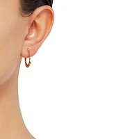 2-Pc. Set Cubic Zirconia Stud & Ruffle Oval Hoop Earrings in 10k Gold
