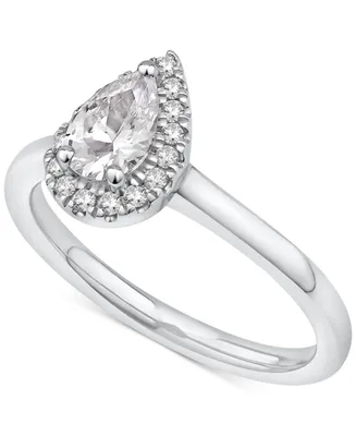Diamond Pear Halo Engagement Ring (5/8 ct. t.w.) in 14k White Gold