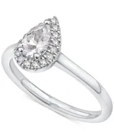 Diamond Pear Halo Engagement Ring (5/8 ct. t.w.) in 14k White Gold