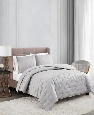 Badgley Mischka Home Tufted Ivory 3 Piece Quilt Set, Full/Queen