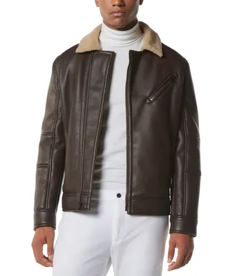 Marc New York Men's Maxton Asymmetrical Moto Jacket with Faux-Shearling Collar