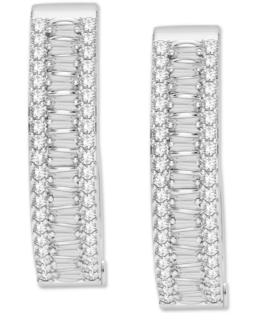 Diamond Baguette Hoop Earrings (1/2 ct. t.w.) in Sterling Silver