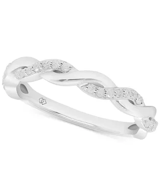 Diamond Twist Ring (1/5 ct. t.w.) Sterling Silver.