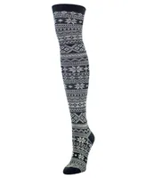 MeMoi Women's Snow Flakes Stripes Over The Knee Socks