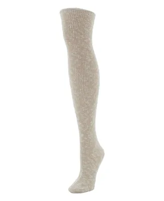 MeMoi Women's Slub Cable Knit Over The Knee Socks