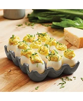 Rachael Ray Solid Glaze Ceramics Egg Tray, 12-Cup