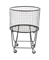 CosmoLiving by Cosmopolitan Black Industrial Metal Storage Cart, 25 x 17