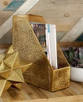 CosmoLiving by Cosmopolitan Gold Iron Glam Magazine Holder, 12 x 5 x 10 - Gold