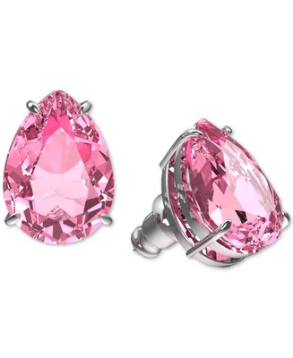 Swarovski Silver-Tone Pink Crystal Stud Earrings