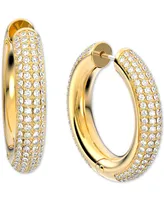 Swarovski Gold-Tone Pave Hoop Earrings