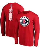 Men's Paul George Red La Clippers Team Playmaker Name and Number Long Sleeve T-shirt