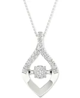 Twinkling Diamond Star Diamond Wishbone 18" Pendant Necklace (1/5 ct. t.w.) in 10k White Gold