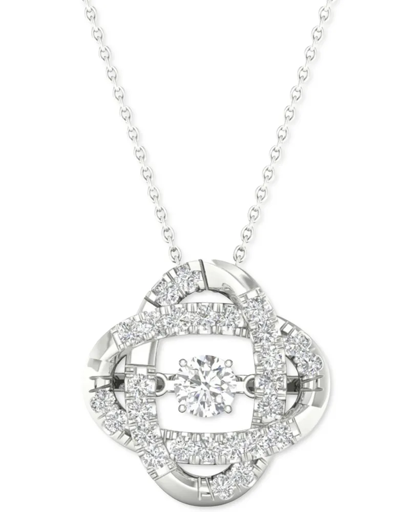 Twinkling Diamond Star Diamond Interlocking Oval 18" Pendant Necklace (1/4 ct. t.w.) in 10k White Gold