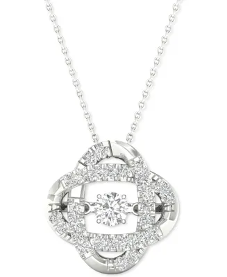Twinkling Diamond Star Diamond Interlocking Oval 18" Pendant Necklace (1/4 ct. t.w.) in 10k White Gold