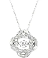 Twinkling Diamond Star Diamond Interlocking Oval 18" Pendant Necklace (1/4 ct. t.w.) in 10k White Gold