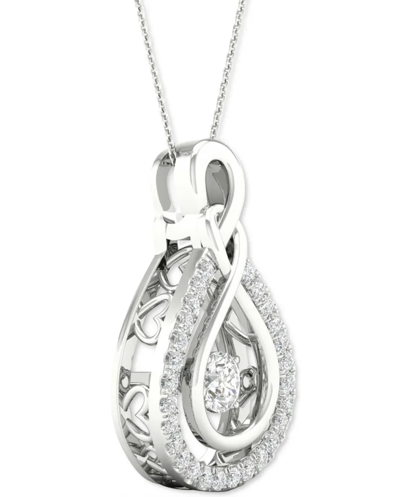 Twinkling Diamond Star Diamond Teardrop 18" Pendant Necklace (1/3 ct. t.w.) in 10k White Gold