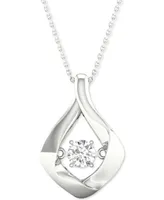 Twinkling Diamond Star Diamond Framed Solitaire 18" Pendant Necklace (1/5 ct. t.w.) in 10k White Gold